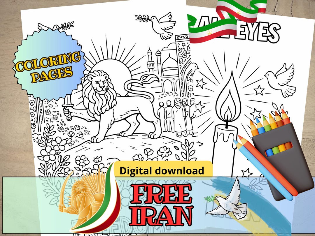 Persian Style Coloring Page, All Eyes on Middle East, Pray for Free ...
