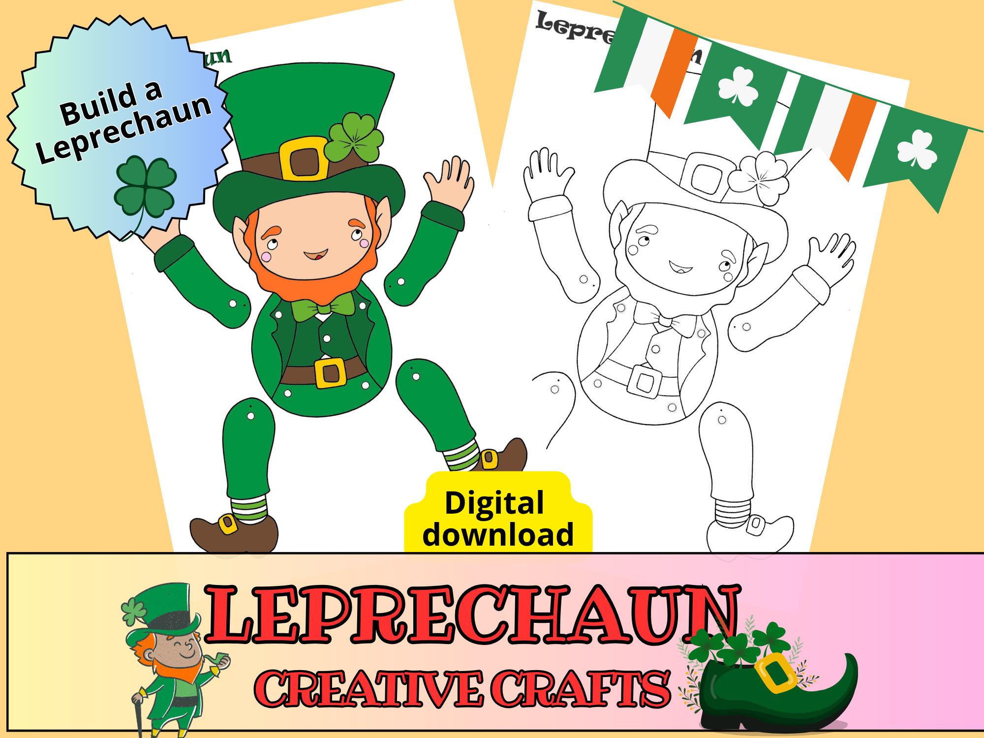 Printable Leprechaun Craft for Kids, Leprechaun Articulated Puppet,…