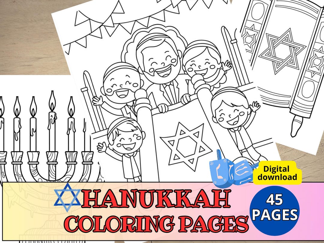 Hanukkah Coloring Pages for Kids Printable, 45 Jewish Holiday Coloring ...