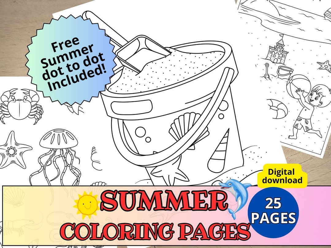 25 Summer Coloring Pages for Kids, Summer Printables, Beach Coloring ...
