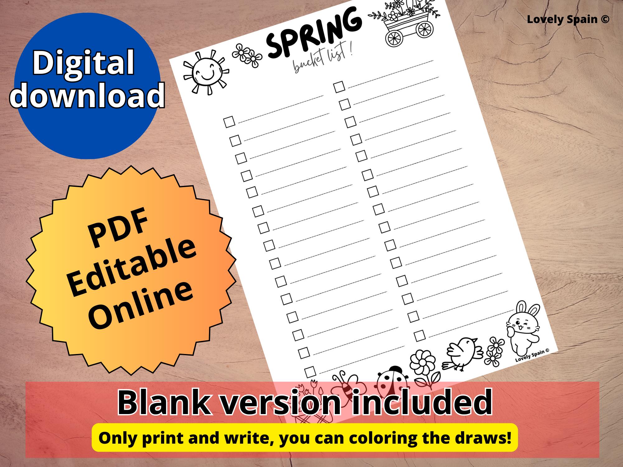 Pinterest Spring Watch List Spring Bucket List Printable, Spring Activities for Easter, Spring ...
