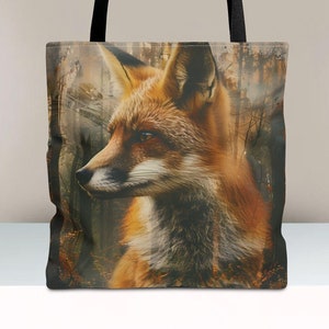 Fairycore Fox Tote Bag, Goblincore Whimsigoth Shoulder Bag, Dark Cottagecore Reusable Bag, Witchy William Morris Design