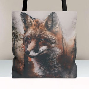 Whimsigoth Fox Tote Bag, Goblincore Witchy Shoulder Bag, Dark Cottagecore Reusable Grocery Bag, Gothic Gift, William Morris Inspired