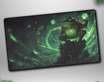 Arcane Frog TCG Playmat, Dark Fantasy MTG Deskmat, Sorcerer Frog Gaming Mat