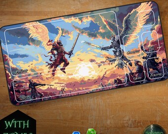 MTG Compatible Playmat with Zones, Pixel-Art Style TCG Playmat, Trading Card Game Accessories, Unofficial MtG Playmat, Gifts for Gamers