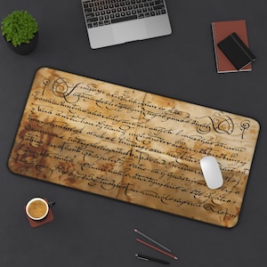 Gaming Desk Pad with Elvish Script, Fantasy Inspired Design, High-Quality, Non-Slip Gamer Mat - Available in Small, Medium, Large