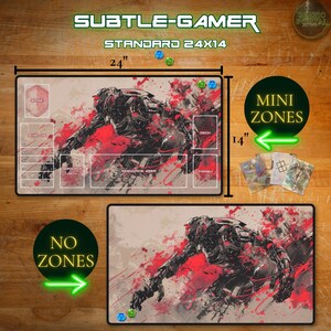 Gundam Compatible TCG Playmat With Zones, Unofficial Gundam TCG Gift For Gamers, Mecha Desk Mat, Anime Playmat, TCG Accessories image 3