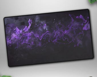 Purple Arcane Energy Gaming Aesthetic Deskmat, TCG Compatible Mystic Smoke Design, Unofficial MTG Playmat, 14"x24"