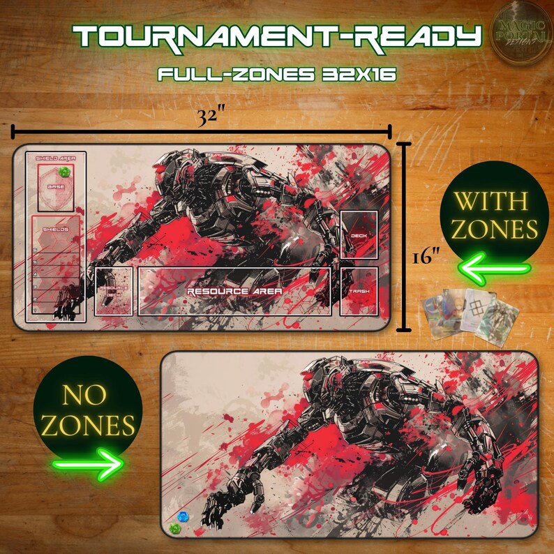 Gundam Compatible TCG Playmat With Zones, Unofficial Gundam TCG Gift For Gamers, Mecha Desk Mat, Anime Playmat, TCG Accessories image 2