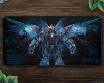 Robot Mecha Blueprint Desk Mat, Sci-Fi Gaming Mat