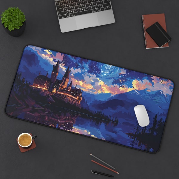 Sorcery Under the Stars Desk Mat, Wizard School Theme, Mystical Gamer Mouse Pad, Gift For Mage Gamers - Available in Small, Medium, Large