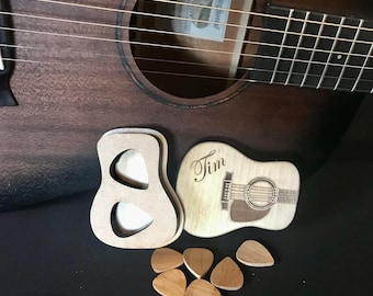 Personalised Engraved Wooden Guitar Pick case