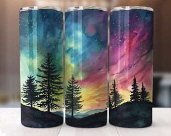 Norrskensglas, sömlös blomma 20 oz smal tumbler sublimeringsdesign, digital nedladdning PNG, omedelbar digital endast
