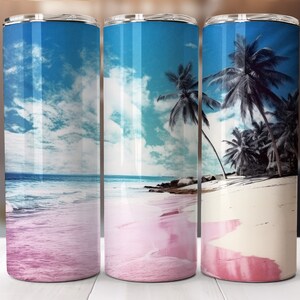 20 oz Skinny Tumbler Sublimation Beach Tumbler Wrap Design PNG Instant DIGITAL ONLY, Straight Design Tumbler Template