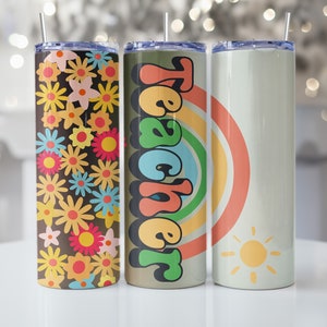 Insegnante 20 oz Skinny Tumbler Sublimazione Design PNG Instant DIGITAL SOLO - Modello Tumbler Design Dritto