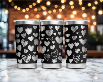 Hearts Doodles Tumbler Wrap Laser Svg, 20oz Laser Engraved Hearts Tumbler, Laser Engraving Svg, Valentines 20 oz Tumbler Laser Svg Design