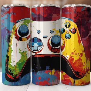 Gamer Tumbler Wrap, 20 oz Skinny Tumbler Sublimation Design, Game Controller, Digital Download PNG, Instant DIGITAL ONLY