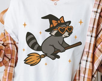 Halloween PNG, Halloween Shirt, Raccoon Witch PNG, Cute Coquette Shirt, Spooky Animal PNG, Witch png, Halloween Gift, Sublimation
