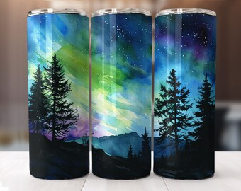 Norrskensglas, sömlös blomma 20 oz smal tumbler sublimeringsdesign, digital nedladdning PNG, omedelbar digital endast