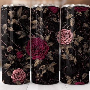 Valentine&#39;s Day Dark Romance 20 oz Sublimation Tumbler Wrap, PNG Digital File, Roses Sublimation Tumbler Wrap, Valentines Tumbler Wrap