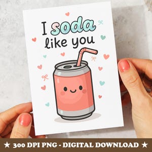 Cartão de amor engraçado PNG, cartão "Eu gosto de você", design de cartão kawaii para impressão, cartão com laço coquete, cartão com trocadilho digital, cartão fofo para ele ou ela