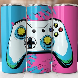Gamer Tumbler Wrap, 20 oz Skinny Tumbler Sublimation Design, Game Controller, Digital Download PNG, Instant DIGITAL ONLY