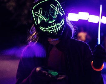 Neon Night Party - Glowing eyes and vibrant colors. Digital posters.