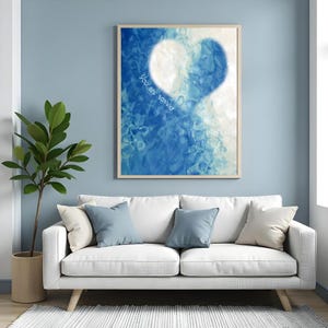 Blue Abstract Heart Art Print: &#39;You Are Loved&#39; Home Decor (Digital Download) Multiple Sizes