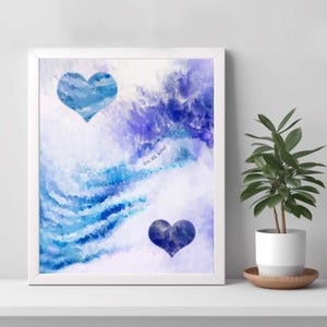 Blue Heart Abstract Art Print: &#39;You Are Loved&#39; (Digital Download) Multiple Sizes
