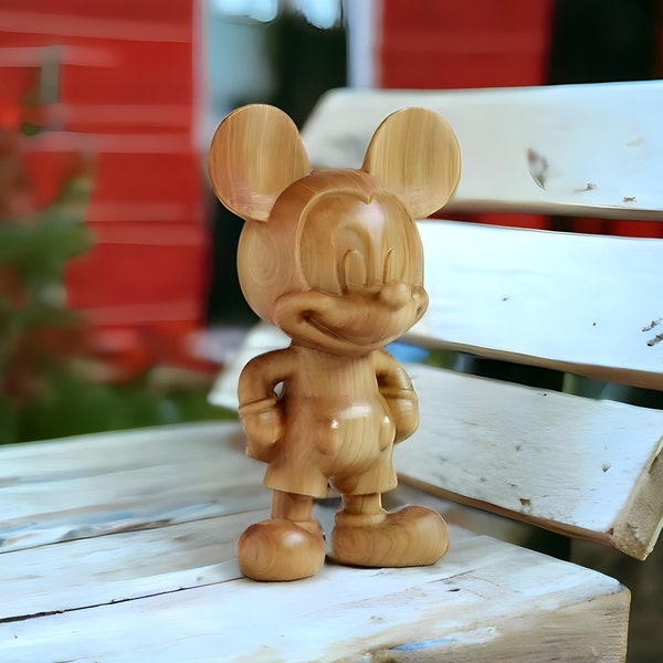 Rustic Wooden Mickey Mouse Miniature Decor