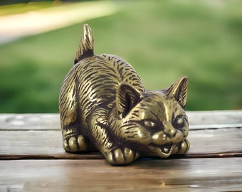 Solid Brass Lucky Cat, Garden Decor, Home Decor, Table Decor, Figurine Decor, Coffee Decor, Miniature Decor, Brass Decor, Gift Decor