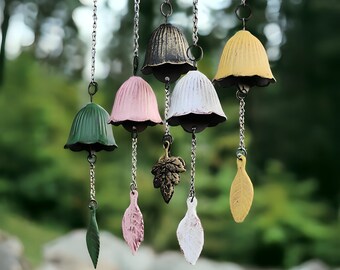 Bell Wind Chime Decoración del jardín, Campana de viento de hierro fundido, Adorno vintage hecho a mano, Adorno de timbre, Decoración del patio, Decoración del porche, Decoración del hogar,