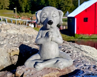 Meditating Yoga Dog Garden Statue