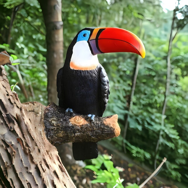 Tukan Vogel Gartenstatue, Außenhofdekor, Rasendekor, Verandadekor, Wohndekor, Raumdekor, Harz-Kunstdekor, Tisch-Schreibtischverzierung