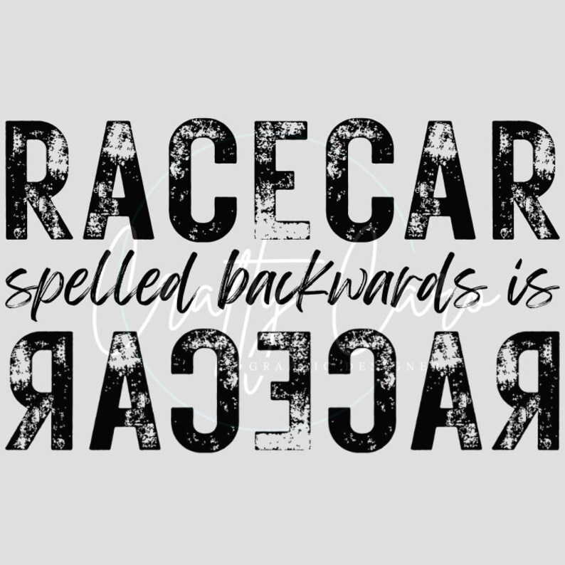 Racecar Spelled Backwards is Racecar PNG Etsy