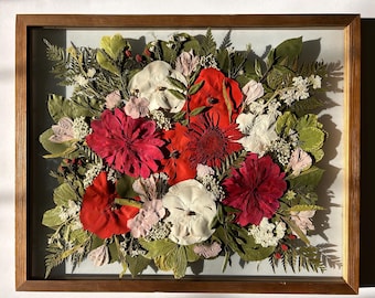 Pressed Wedding Bouquet Preservation, Bridal Bouquet Preservation, Ornate Gold Frame, Floral Keepsake