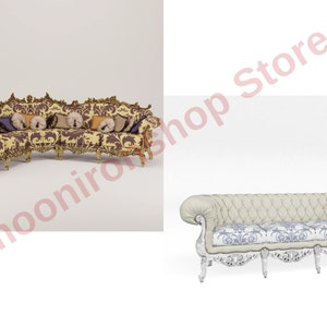 140 Pcs 3D Furniture Bund Model Relief European Chair Sofa Cabinet Table Carved 3DMAX model C4D Rhino Blender Material image 7