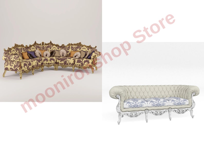 140 Pcs 3D Furniture Bund Model Relief European Chair Sofa Cabinet Table Carved 3DMAX model C4D Rhino Blender Material image 7