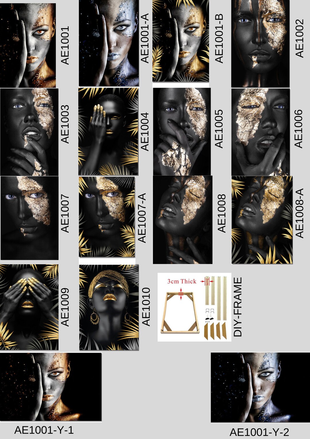 African Art Black and Gold Woman Oil Painting on Canvas Cuadros Posters ...