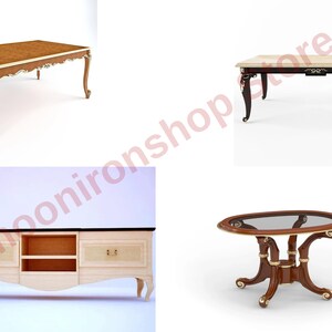 140 Pcs 3D Furniture Bund Model Relief European Chair Sofa Cabinet Table Carved 3DMAX model C4D Rhino Blender Material image 5
