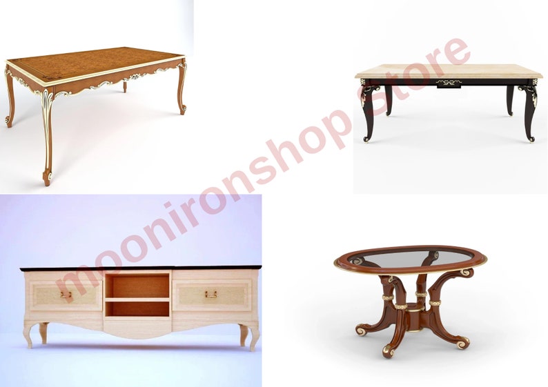 140 Pcs 3D Furniture Bund Model Relief European Chair Sofa Cabinet Table Carved 3DMAX model C4D Rhino Blender Material image 5