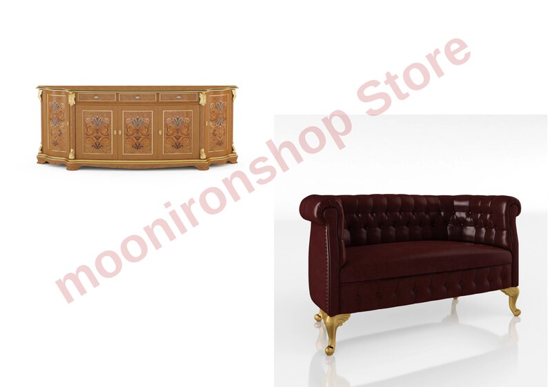 140 Pcs 3D Furniture Bund Model Relief European Chair Sofa Cabinet Table Carved 3DMAX model C4D Rhino Blender Material image 4