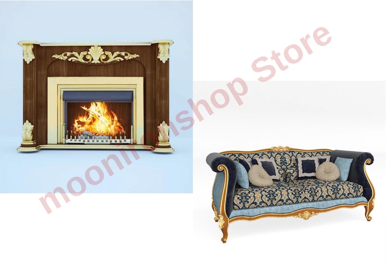 140 Pcs 3D Furniture Bund Model Relief European Chair Sofa Cabinet Table Carved 3DMAX model C4D Rhino Blender Material image 8
