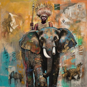 African Queen Portrait 5 Jean Michel Basquiat style art