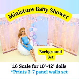 Miniature Boy Baby Shower Room Panel Kit: Boy Dollhouse Background (PDF Download)