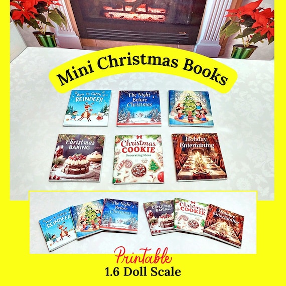 Miniature Christmas Books Printable 1.6 Doll Scale DIY Craft (Digital Download) PDF