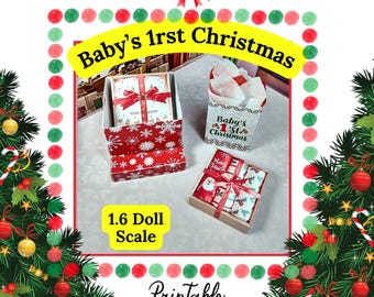 Babys First Christmas Printable Miniature Gifts 1.6 Doll Scale DIY Craft (Digital Download) PDF