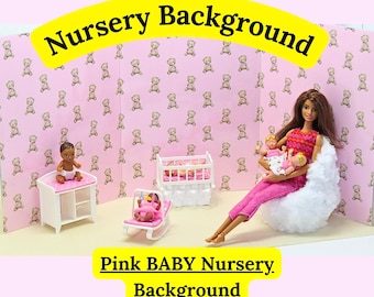 Dollhouse Baby Nursery Room Background, 1:6 Scale (PDF)