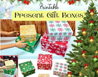Printable Mini Christmas Presents Dollhouse Miniature Scene Gift Boxes 1.6 & 1.12 Scale Ornaments Set A