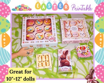 Miniatures de Pâques imprimables à l'échelle 1,6 Mini panier de Pâques pour maison de poupée, bonbons et biscuits PDF